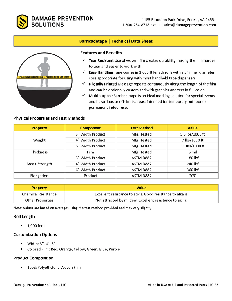 Barricadetape Custom Printed Barricade Tape Fact Sheet